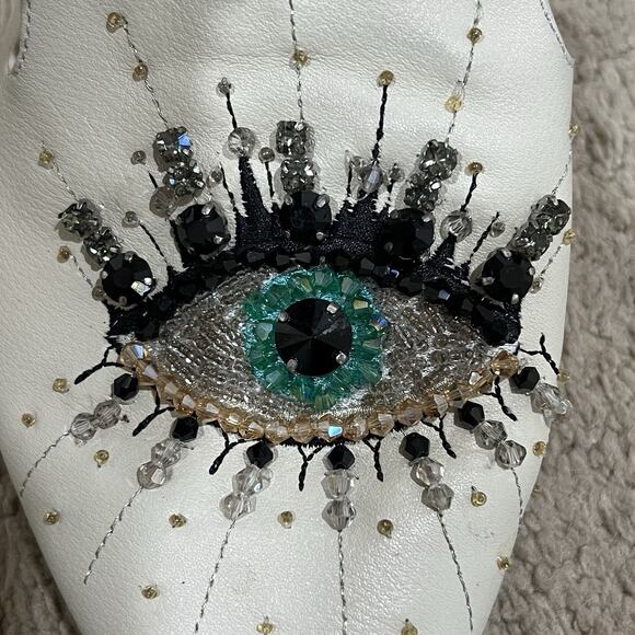 Kurt Geiger London Embellished Olive Eye Mules Beaded Embroidered Size 41 US 10 - Picture 6 of 10